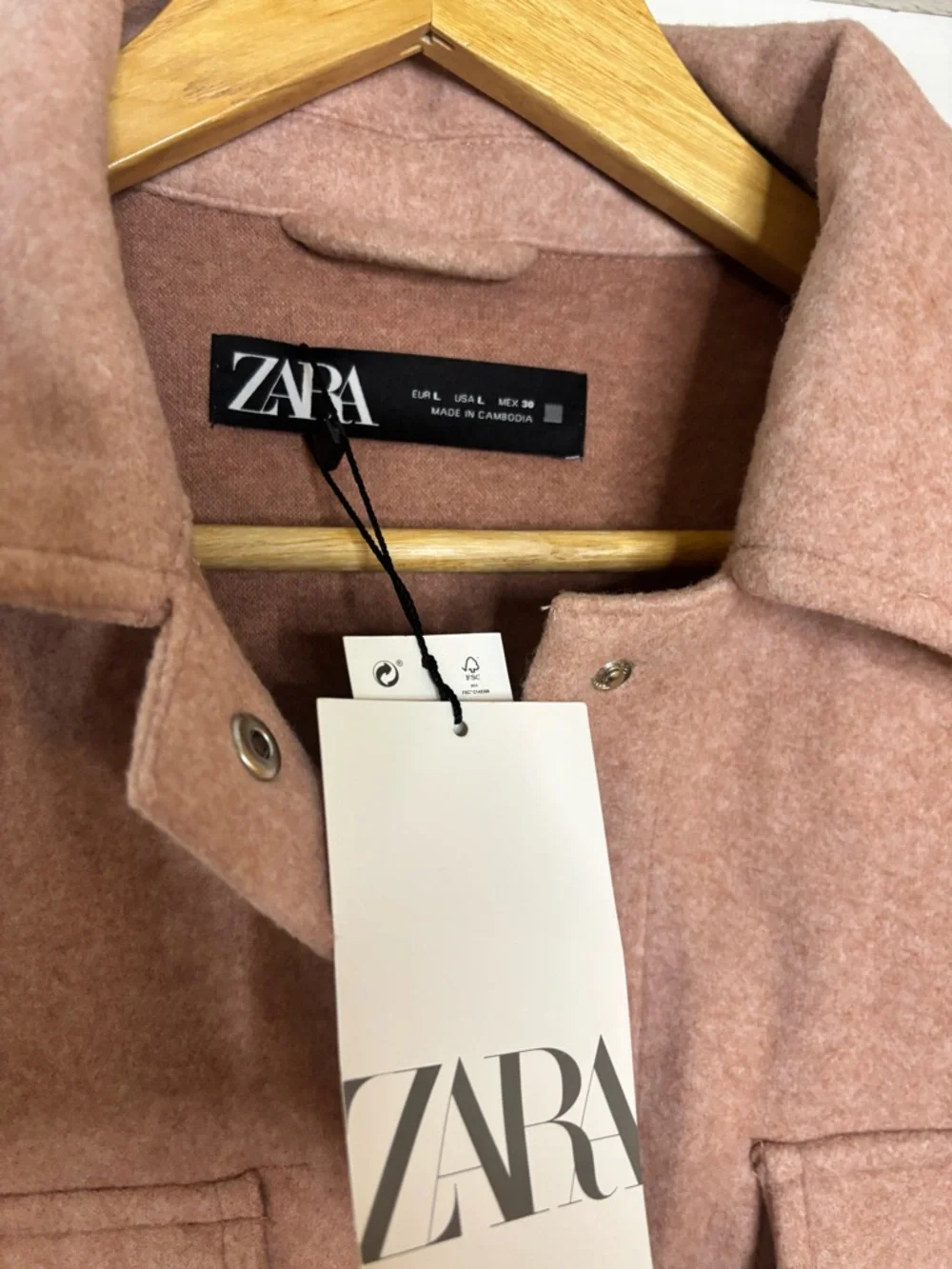 NWT Zara Shacket Jacket in Dusty Pink Oversized Fit - Picture 4 of 6